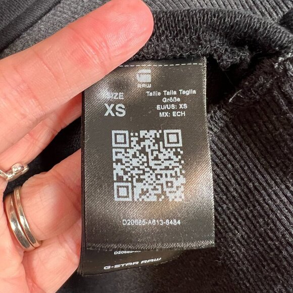 G Star Raw Logo Tape Hooded Sweater Sweatshirt Unisex Size XS Black Hoodie - Picture 12 of 15